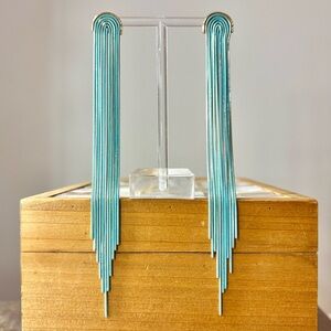 Turquoise Fringe Tassel Earrings